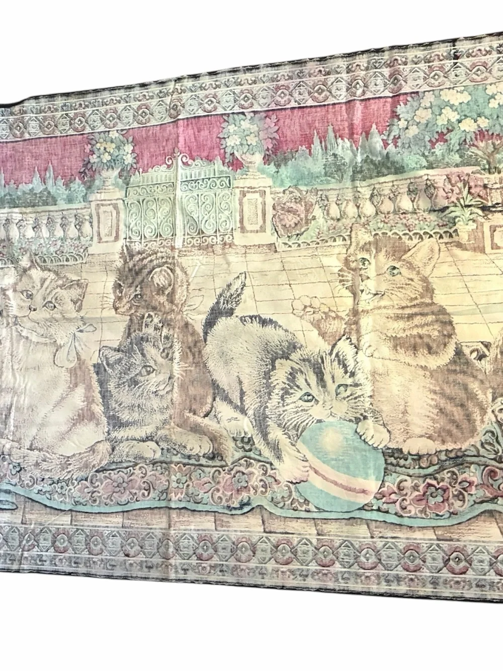 Vintage Kittens Wall Hanging Tapestry 38x55 Cottagecore Cats Decor Large